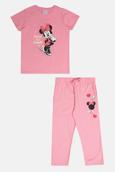Disney Kids Girl 2 Pieces Short Sleeve Mickey Mouse T-shirt And Pants, Pink