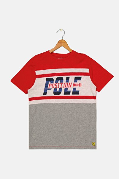 Scuderia Ferrari Kids Boy Short Sleeve Printed T-Shirts, Red Combo