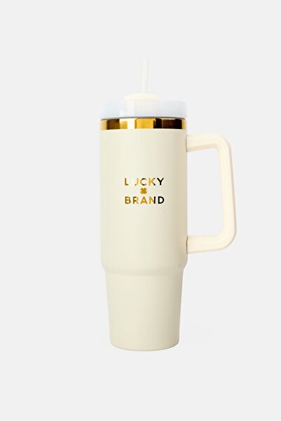LUCKY BRAND Stainless Steel Vacuum Insulated Tumbler With Straw 946 ml, Off White