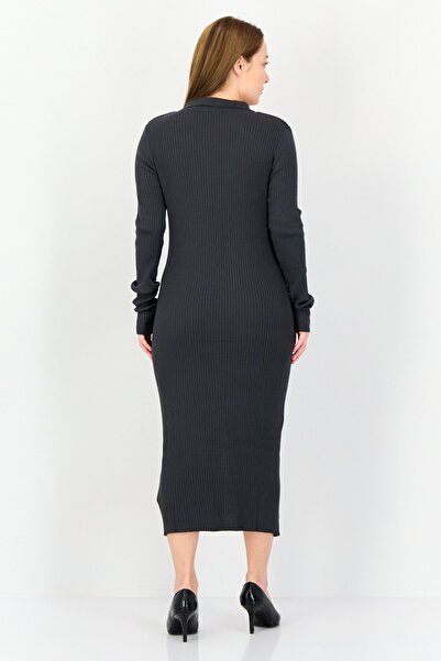 Threadbare Women Textured Midi Dress, Grey