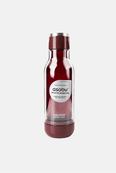 Asobu Double Wall Durable Glass Bottle 500 ml, Burgundy