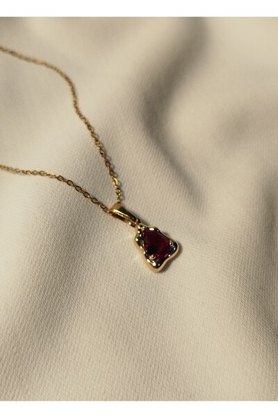 Vina Store Damla Peridot Yakut Renk Çelik Kolye