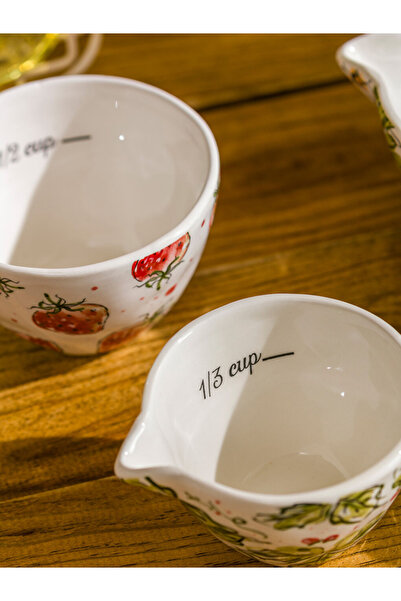 LC Waikiki LCW HOME Kırmızı Seramik Ölçü Kabı Seti (4 Parça )(Red Measuring Cup)