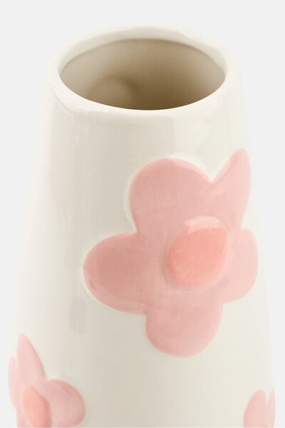 Bombay Ceramic Floral Print Vase, Cream