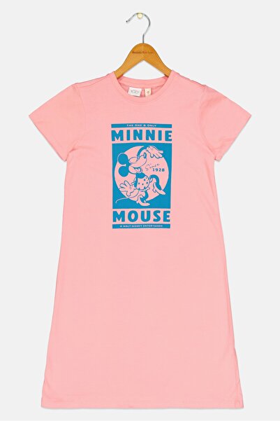 Zivame Disney x Kids Girl Graphic Print Short Sleeves Night Dress, Pink