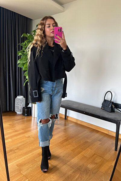 PİCCO Oversize Modern Tarz Kesim Tek Düğmeli Şık Kahverengi Sonbahar Kış Kadı...