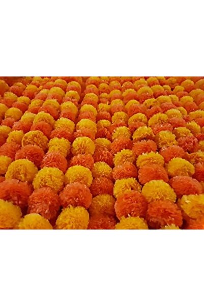 Generic Shreeji Light & Dark Orange 5ft Artificial Marigold Flower Garland for Parties, Wedding, Di