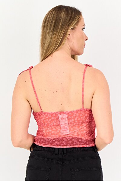 Don't Call Me Jennyfer Women V Neck Sleeveless Floral Print Tank Top, Red