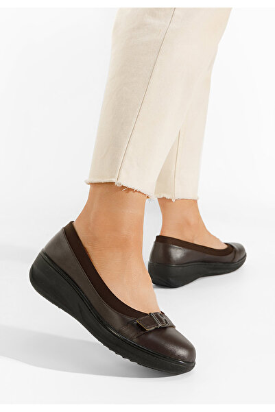 B T Shoes Hnedé balerínky na platforme Rolina