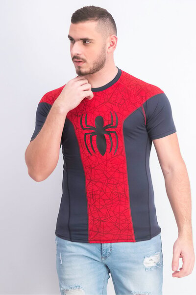 Marvel Men Spider Man Short Sleeve T-shirt, Red and Navy