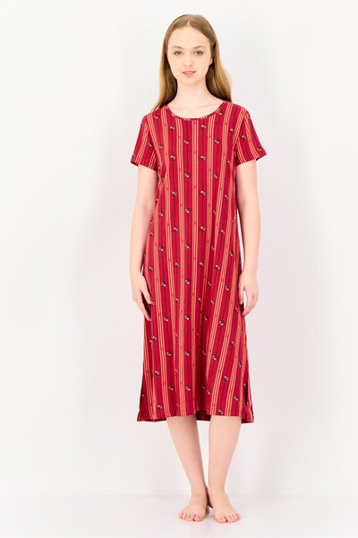 Zivame فستان نوم نسائي بأكمام قصيرة وطبعة كاملة، متعدد الألوان