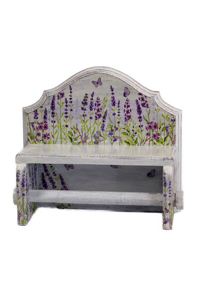 Kumiko Art Kitchen paper towel holder, decorated with lavender, 31.5x13.5x29 cm