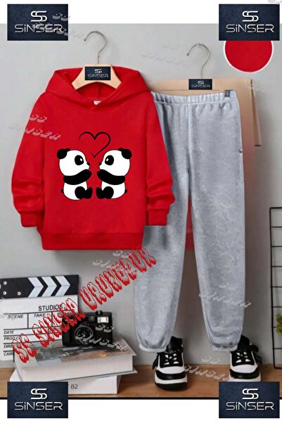 SS SİNSER Детски унисекс комплект от спортен екип с качулка и специален принт...