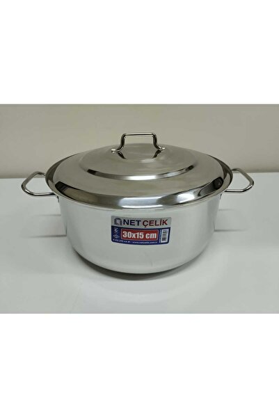 Net Çelik 30x15 HELVANE ÇELİK TENCERE KAPAKLI 304 KALİTE