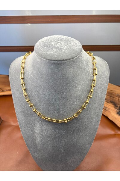 Çelik Şık Tiffany Tasarım Altın Kaplama Zincir – Unisex Kolye 45 cm