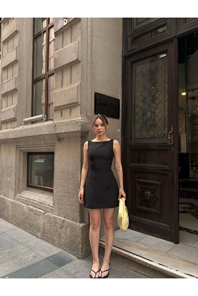 Zey Studio Kadın Siyah Askılı Elbise