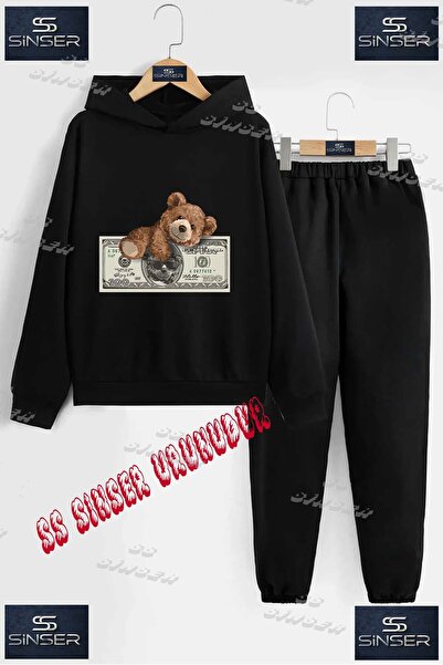 SS SİNSER Παιδικό Unisex Σετ Φόρμας με Κουκούλα με Ειδική Στάμπα "ΑΡΚΟΥΔΑΚΙ Α...