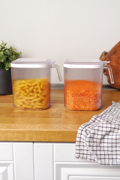 Hesaplı Kasa Kulplu Kapaklı Erzak Saklama Kabı 2,5 Lt - Hava Geçirmez Kapaklı...