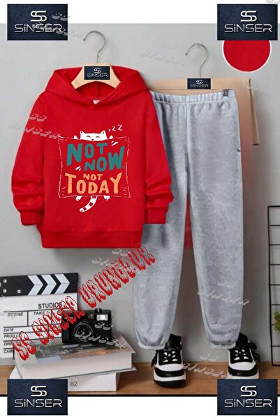 SS SİNSER Детски унисекс комплект спортен екип с качулка и специален принт „C...