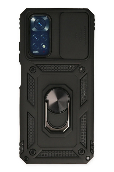 NewFace حافظة هاتف شاومي ريدمي نوت 11 من سيبتيم مع حلقة عدسة من السيليكون - أسود