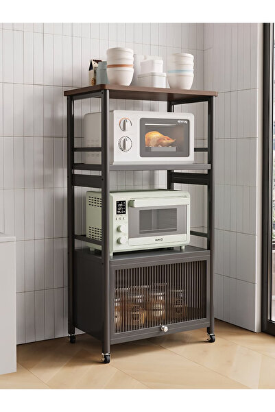 private house دولاب تنظيم المطبخ ذو الـ 3 أدوار 150*60*38 سم - تصميم أنيق - لون رمادي