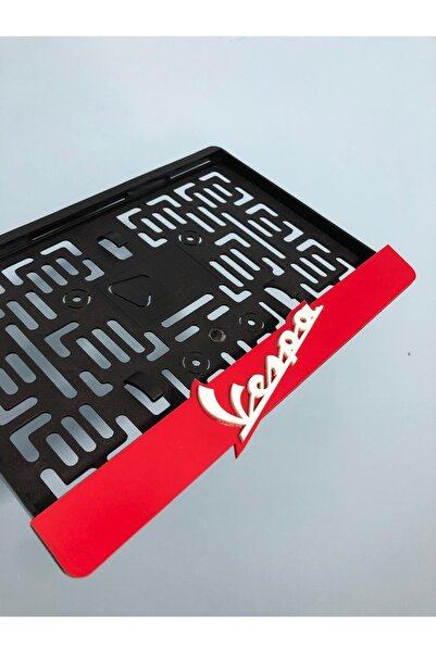 3ALAZERPLEKSİ VESPA VEYAZ KIRMIZI PLEKSİ MOTOR PLAKALIĞI