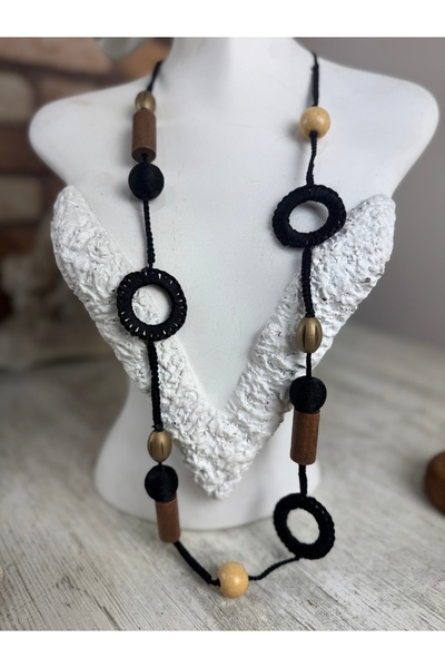 SEDEF TAKI Örme halkalı uzun kolye