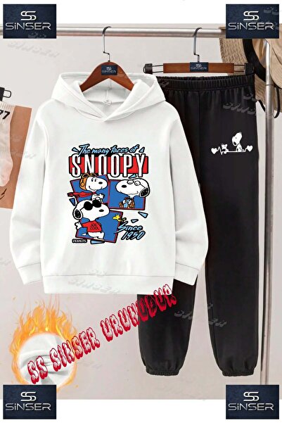 SS SİNSER Детски унисекс спортен екип с качулка и специален принт „SNOPY SINC...