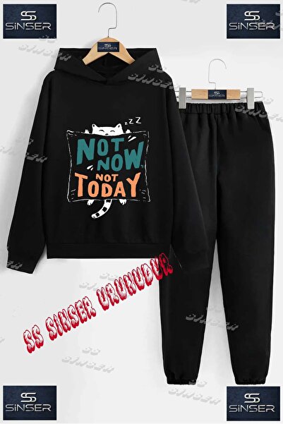SS SİNSER Детски унисекс комплект спортен екип с качулка и специален принт „C...