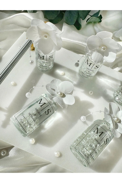 Aktan Cam Şişe Islak Dokulu Ortanca Çiçek İncili Kolonya Söz, Nişan, Düğün, K...