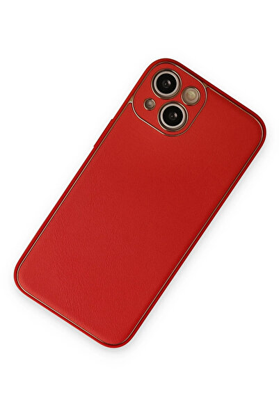 NewFace Sepetim iPhone 14 Plus Case Coco Leather Silicone Cover - Red