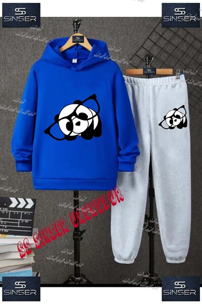 SS SİNSER Παιδικό Unisex "PANDA GLASSES BLACK AND WHITE" Σετ φόρμας με κουκού...