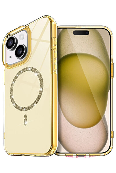 NewFace غطاء SEPETIM لهاتف Apple iPhone 15 Live Diamond Magsafe - أصفر