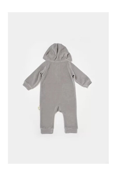 BabyCosy Elephant Onesie with Long Sleeve and Hood in 80% Cotton and 20% Polyester - Grey, (