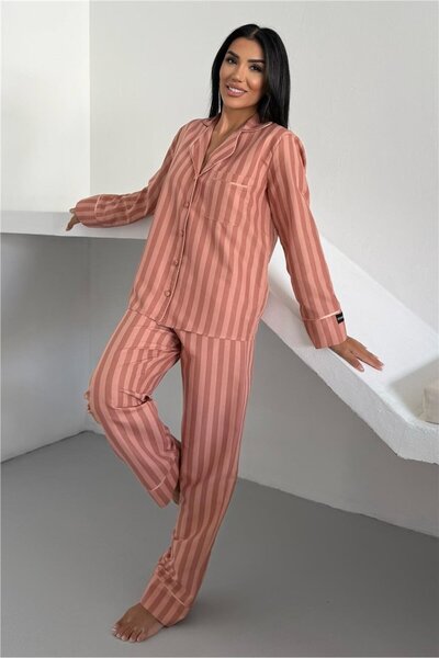 COCCOLARSI Sottile Selvaggio Vizon Uzun Pijama Takımı
