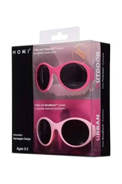Mokki Sunglasses for Kids Click & Change, UV Protection, Pink, 0-2 Years, Set of 2 Pairs