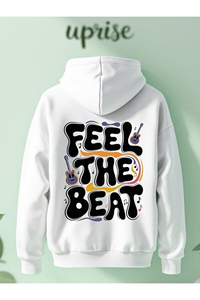 Vordevia Hanorac Feel The Beat cu imprimeu din bumbac cu 3 fire O supradimens...