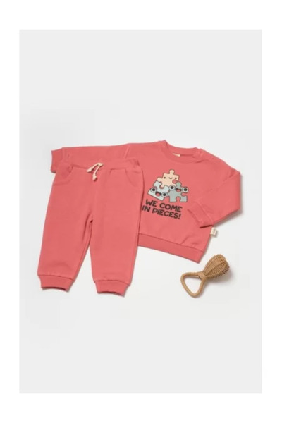 BabyCosy Set hanorac si pantaloni, Two thread, 100% bumbac - Rose