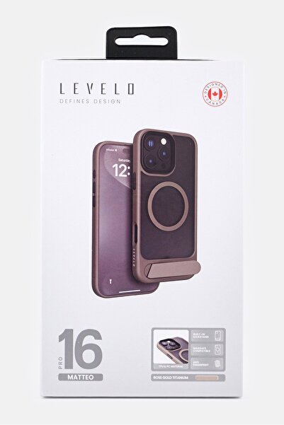 Levelo iPhone 16 Pro Matteo Case With Bottom Stand Grip, Multicolor