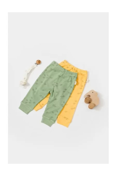 BabyCosy Set 2 Pantaloni Imprimați pentru Bebeluși - Verde/Lamaie (Mărime: 18...