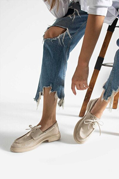 Yula Fashion Shoes Camelia Kadın Günlük Loafer Bej Süet