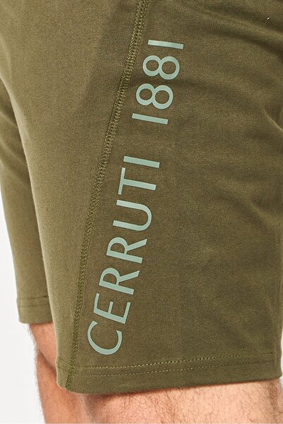 Cerruti 1881 Men Brand Logo Basic Shorts, Dark Olive