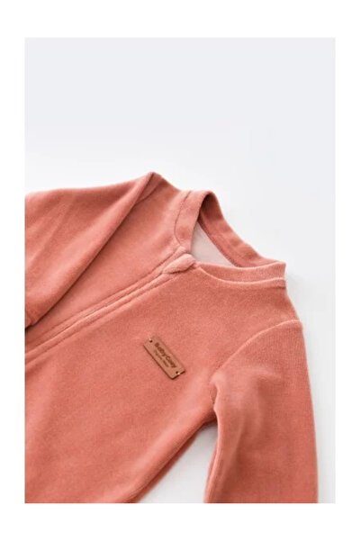 BabyCosy Long sleeve jumpsuit with zipper made of 80% cotton and 20% polyester - Brick