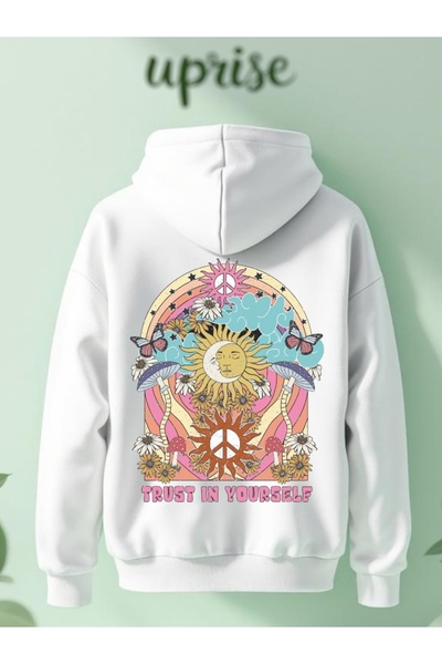 Vordevia Hanorac Trust In Yourself cu imprimeu Cotton 3 Thread O supradimensi...