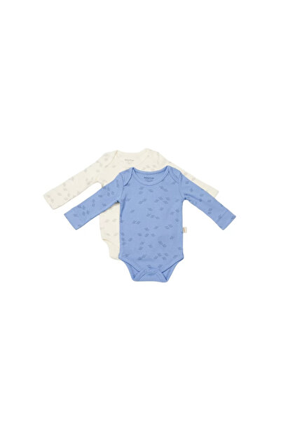 BabyCosy Set 2 long-sleeved baby bodysuits Printed, BabyCosy, 50% modal+50% cotton, Ecru/Lavender (Size: 3-6