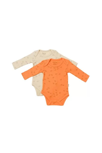 BabyCosy Set 2 body-uri cu maneca lunga Printed, BabyCosy, Stone/Apricot