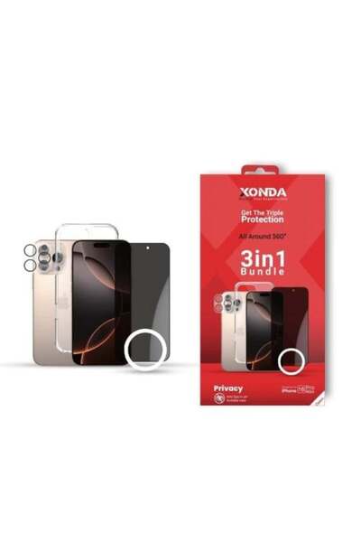 zondoor مجموعة زوندا 3 في 1 للخصوصية لجهاز iPhone 16 Pro Max (جراب، واقي شاشة، واقي عدسة الكاميرا)