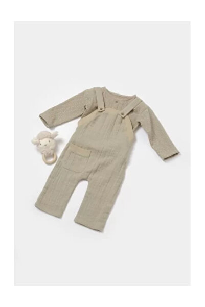 BabyCosy Set bluza si salopeta, Winter muselin, 100% bumbac - Verde