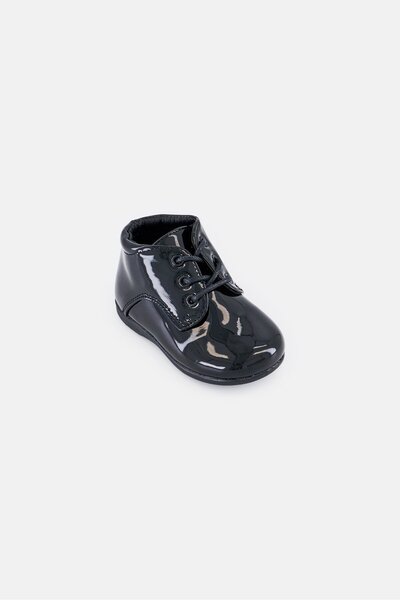 Josmo Toddlers Boy Patent Leather Lace Up Casual Shoes, Black