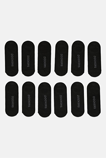 Dockers Men 12 Pairs Brand Logo Silicone Heel Grip Socks, Black
